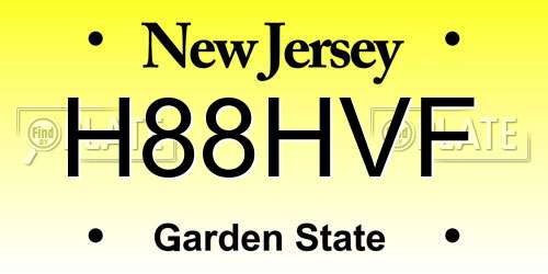H88HVF New Jersey License Plate