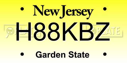 H88KBZ New Jersey License Plate