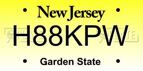 H88KPW New Jersey License Plate