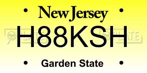 H88KSH New Jersey License Plate