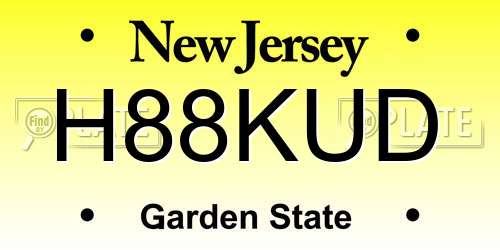 H88KUD New Jersey License Plate