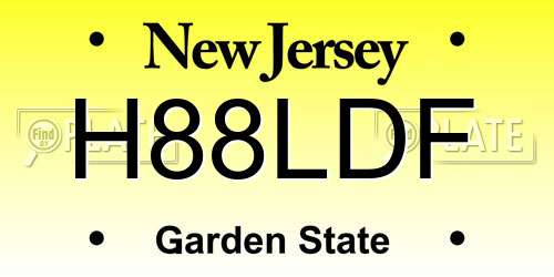 H88LDF New Jersey License Plate