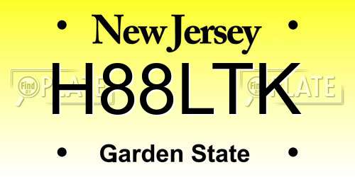 H88LTK New Jersey License Plate