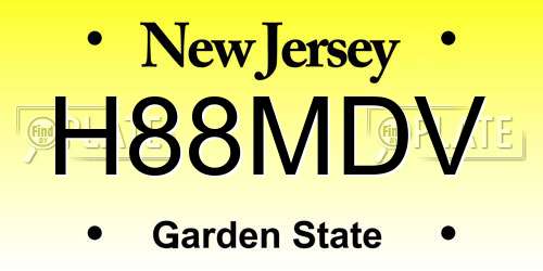 H88MDV New Jersey License Plate
