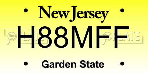 H88MFF New Jersey License Plate