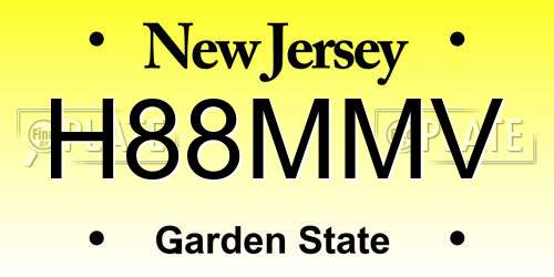 H88MMV New Jersey License Plate