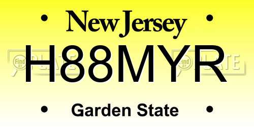 H88MYR New Jersey License Plate