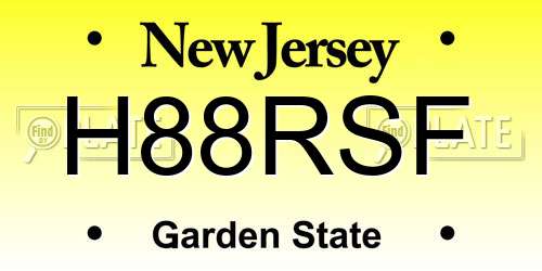H88RSF New Jersey License Plate