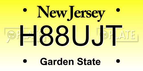 H88UJT New Jersey License Plate