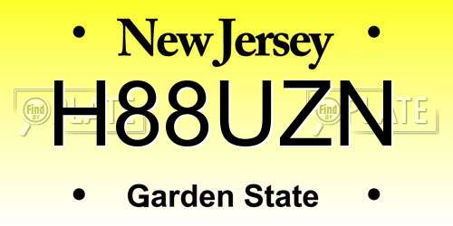 H88UZN New Jersey License Plate