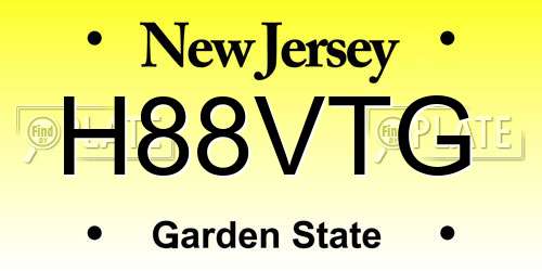 H88VTG New Jersey License Plate