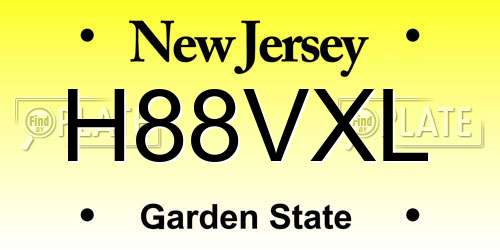 H88VXL New Jersey License Plate