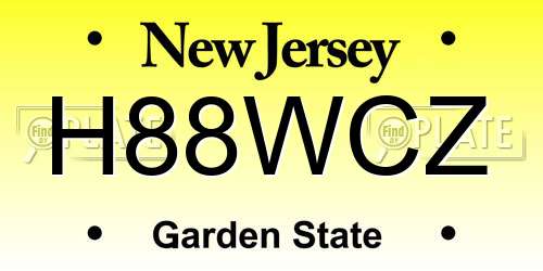 H88WCZ New Jersey License Plate