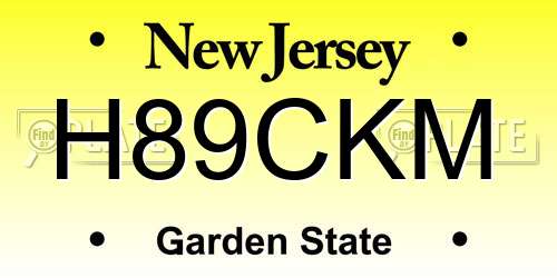 H89CKM New Jersey License Plate