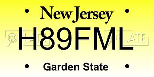 H89FML New Jersey License Plate