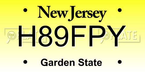 H89FPY New Jersey License Plate