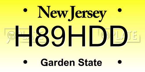 H89HDD New Jersey License Plate
