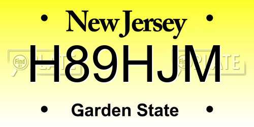 H89HJM New Jersey License Plate