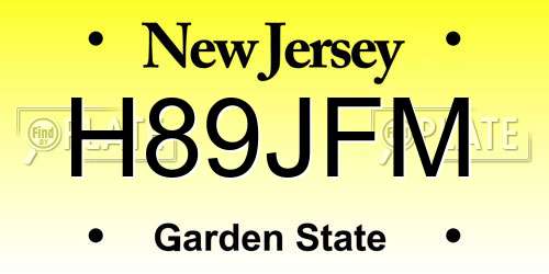 H89JFM New Jersey License Plate