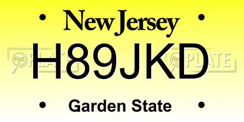 H89JKD New Jersey License Plate