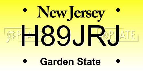 H89JRJ New Jersey License Plate