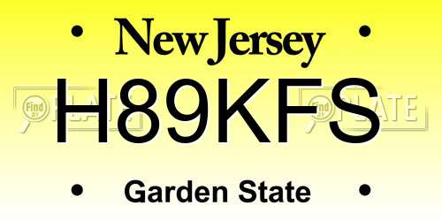 H89KFS New Jersey License Plate