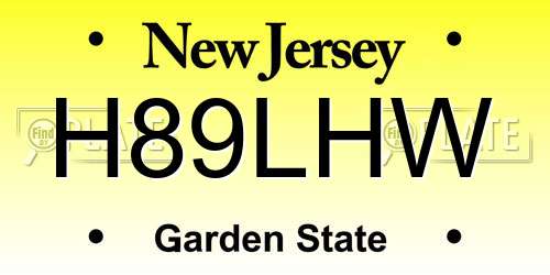 H89LHW New Jersey License Plate