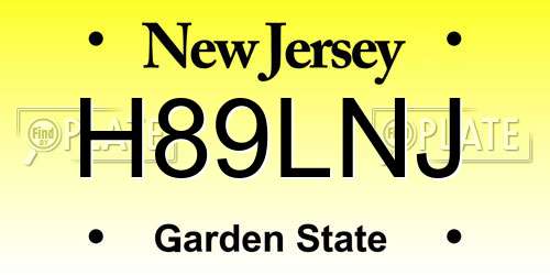H89LNJ New Jersey License Plate