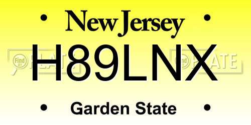 H89LNX New Jersey License Plate