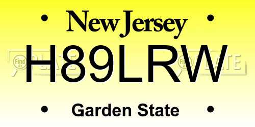 H89LRW New Jersey License Plate