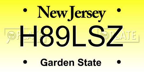 H89LSZ New Jersey License Plate