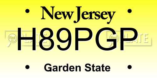 H89PGP New Jersey License Plate