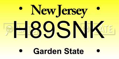 H89SNK New Jersey License Plate