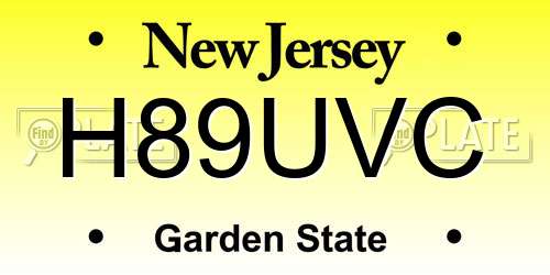 H89UVC New Jersey License Plate