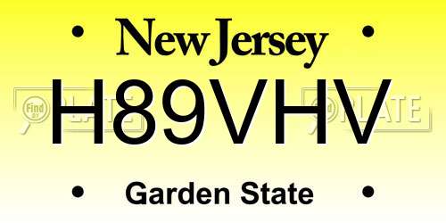 H89VHV New Jersey License Plate