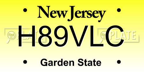 H89VLC New Jersey License Plate