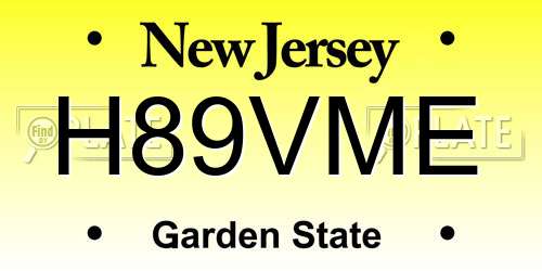 H89VME New Jersey License Plate