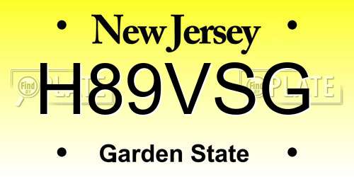 H89VSG New Jersey License Plate