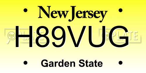 H89VUG New Jersey License Plate