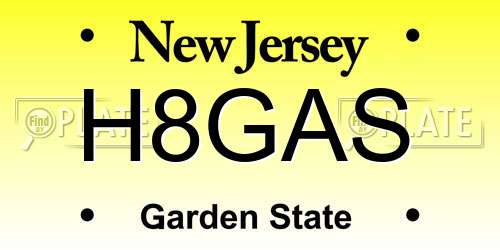 H8GAS New Jersey License Plate