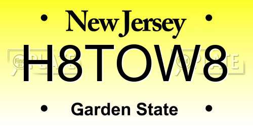 H8TOW8 New Jersey License Plate