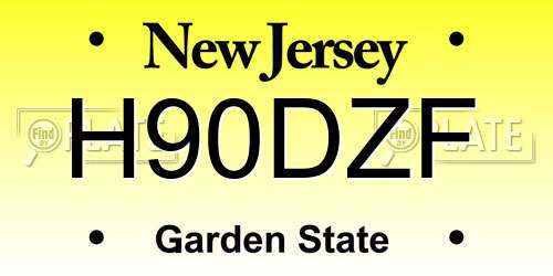 H90DZF New Jersey License Plate