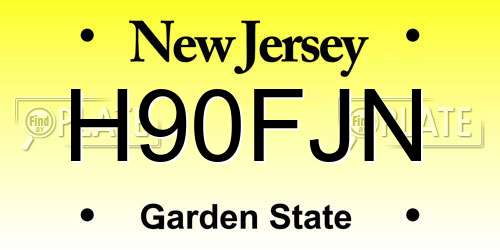 H90FJN New Jersey License Plate