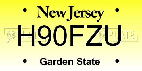 H90FZU New Jersey License Plate