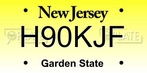 H90KJF New Jersey License Plate