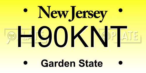 H90KNT New Jersey License Plate