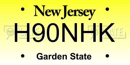 H90NHK New Jersey License Plate
