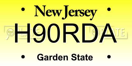 H90RDA New Jersey License Plate