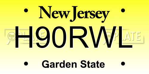 H90RWL New Jersey License Plate