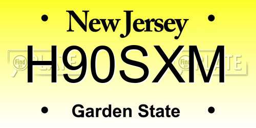 H90SXM New Jersey License Plate
